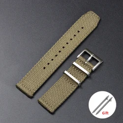 Universal Quick Release Black Nylon Canvas Cotton Strap - Soft Sport Wristband - 22mm (Green)