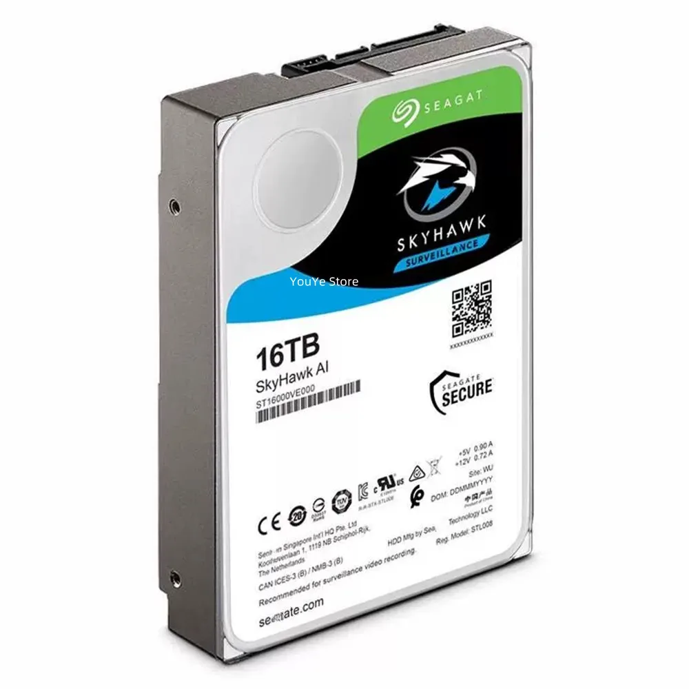 Seagate ST16000VE000 SkyHawk AI 16TB  7200 RPM 3.5 ġ ϵ ̺ HDD, 100% ׽Ʈ Ϸ,  