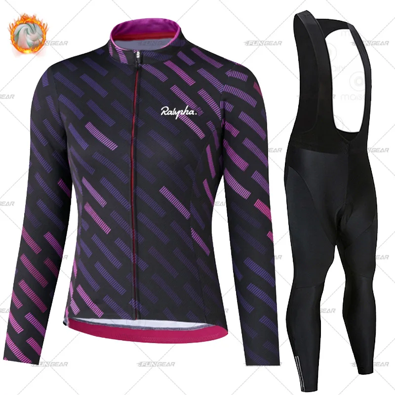 2022Cycling Clothing Winter Thermal Fleece Cycling Set Lady Long Sleeve