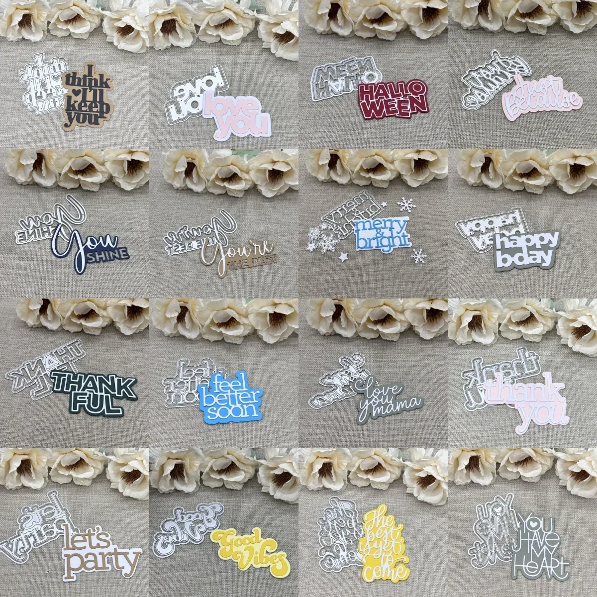 16 Arten englische Wörter Buchstaben Metall Stanzformen Schablonen für DIY Scrapbooking dekorative Handwerk Stanzvorlage Form