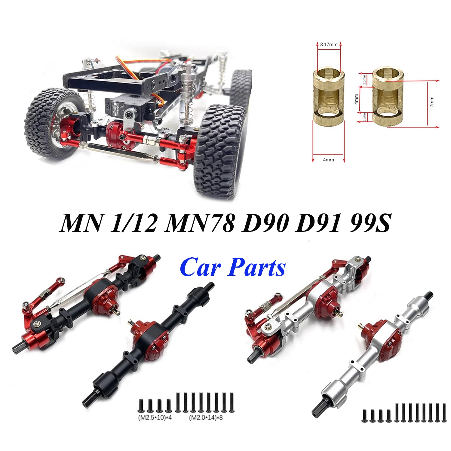 

MN 1/12 MN78 D90 D91 D96 MN98 MN99S RC Car Parts Metal Upgrade Front and Rear Axle Assembly
