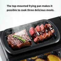 US 110V EU/UK 220V New 3 In 1 Breakfast Makers Set Multifunctional Machine With Toaster Oven Coffee Maker Frying Pan With lid 2