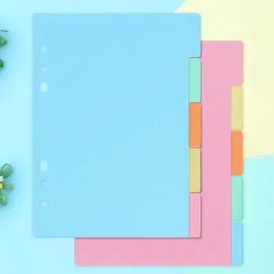 10Pcs 플라스틱 바인더 디바이더(탭 포함) A5 노트북 플래너 학교 사무실 연구용 반투명 다채로운 색상의 색인 라벨