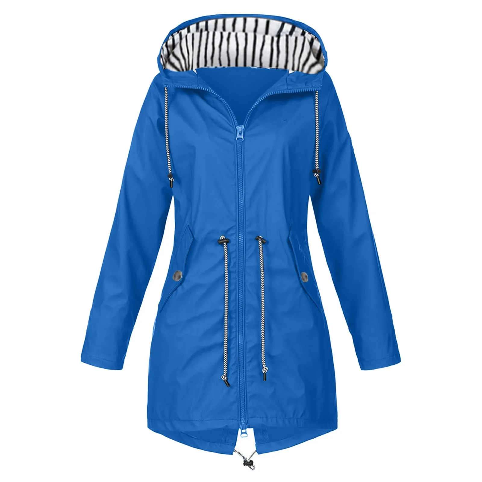 Womens Waterproof Raincoat 2024 Simple Casual Basic Outdoors Trench Lightweight Drawstring Jackets Hiking Clothes For Women