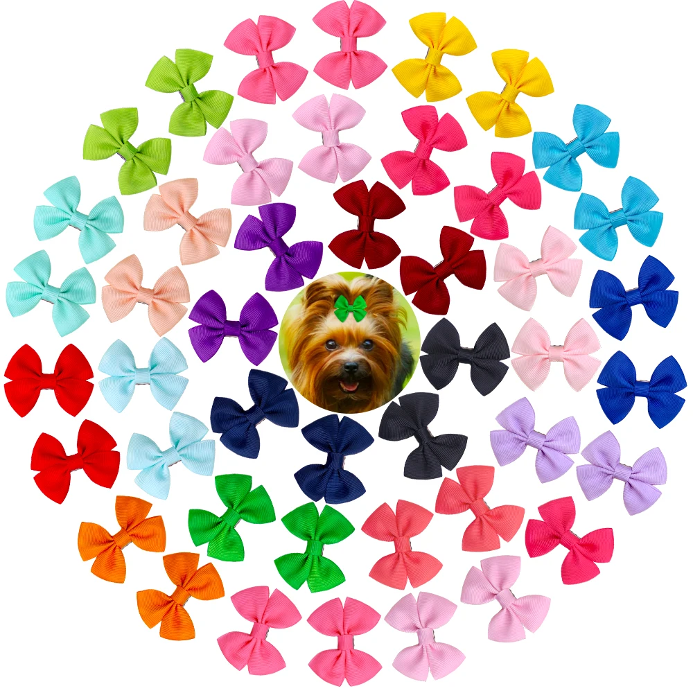 

20pcs Dogs Hair Bows Dog Hairpin Grooming Cute Colorful Solid Dogs Bowknot For Puppy Cat Pet Items Pet Supplies Dogs Headwear