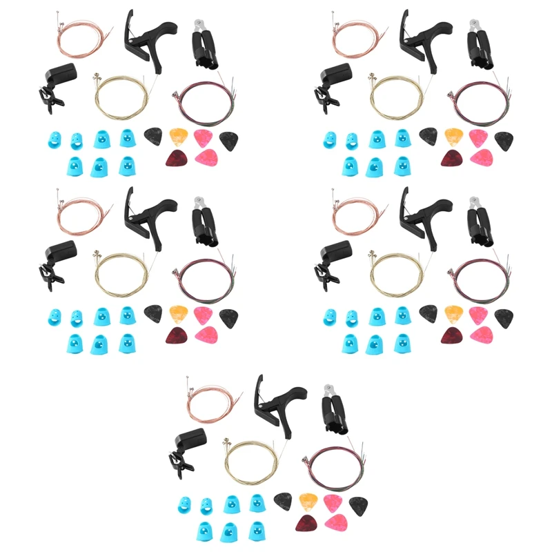 

1Set Guitar Accessories Set Paddle Tuner String Accessories Plastic+Silicone+ABS+Electronics