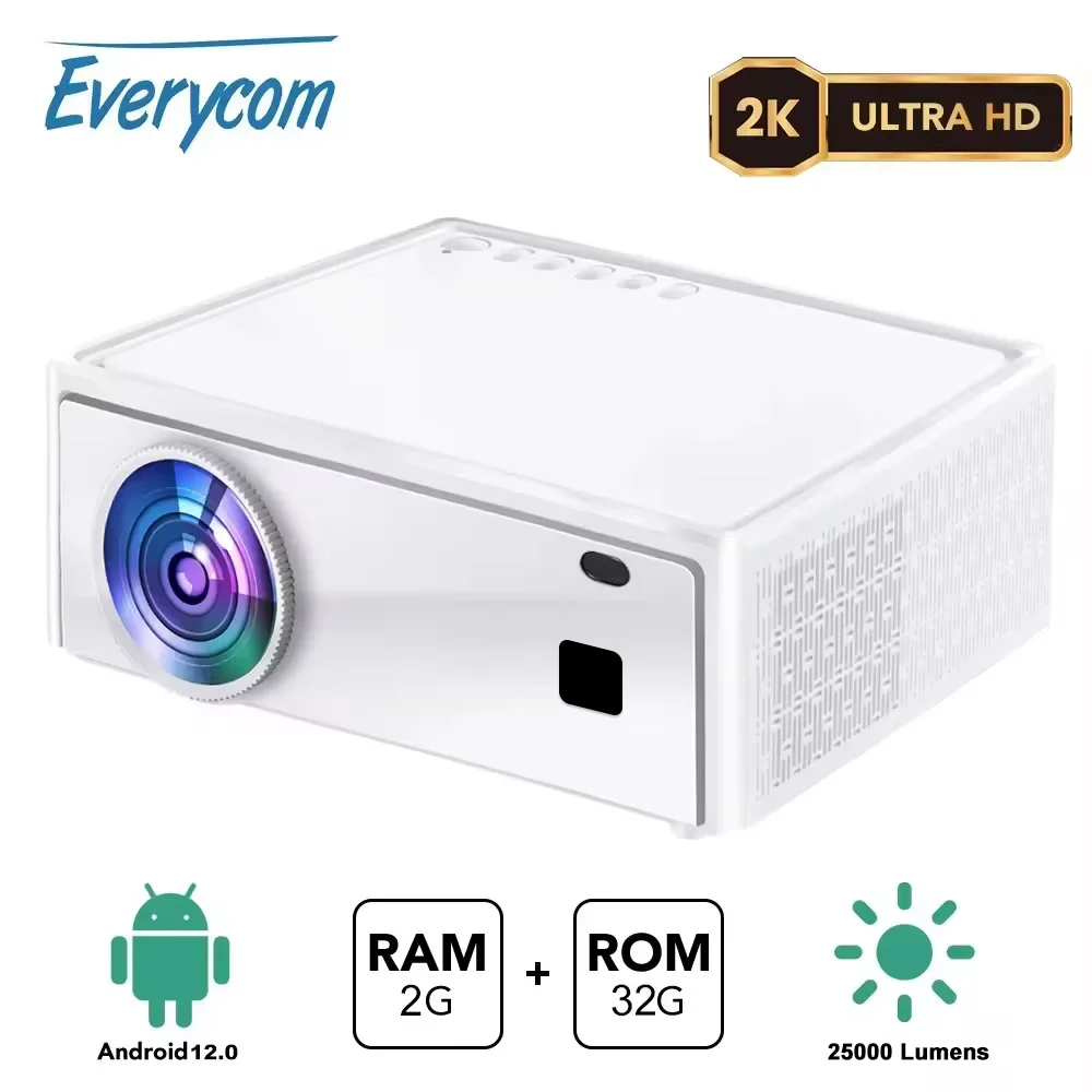 Everycom E700 Pro 2560x1440p 2K Projector 4K Android 12 Smart tv For Home LED Beam Projector With 2 + 32G 2.4/5G WIFI Home Cinema portable projector