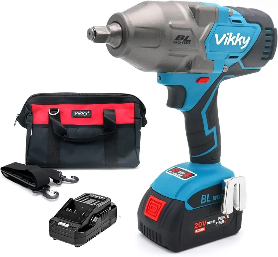 20V 4.2Ah 1/2-Inch, Cordless Impact Wrench Kit，1500NM (1100 ft-lb), 1/2