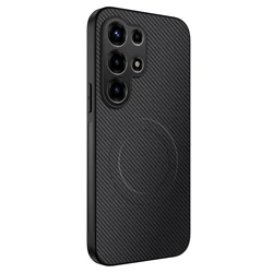 Custodia per telefono in silicone ultra protettivo con fibra di carbonio e magnetica - Copertura posteriore premium