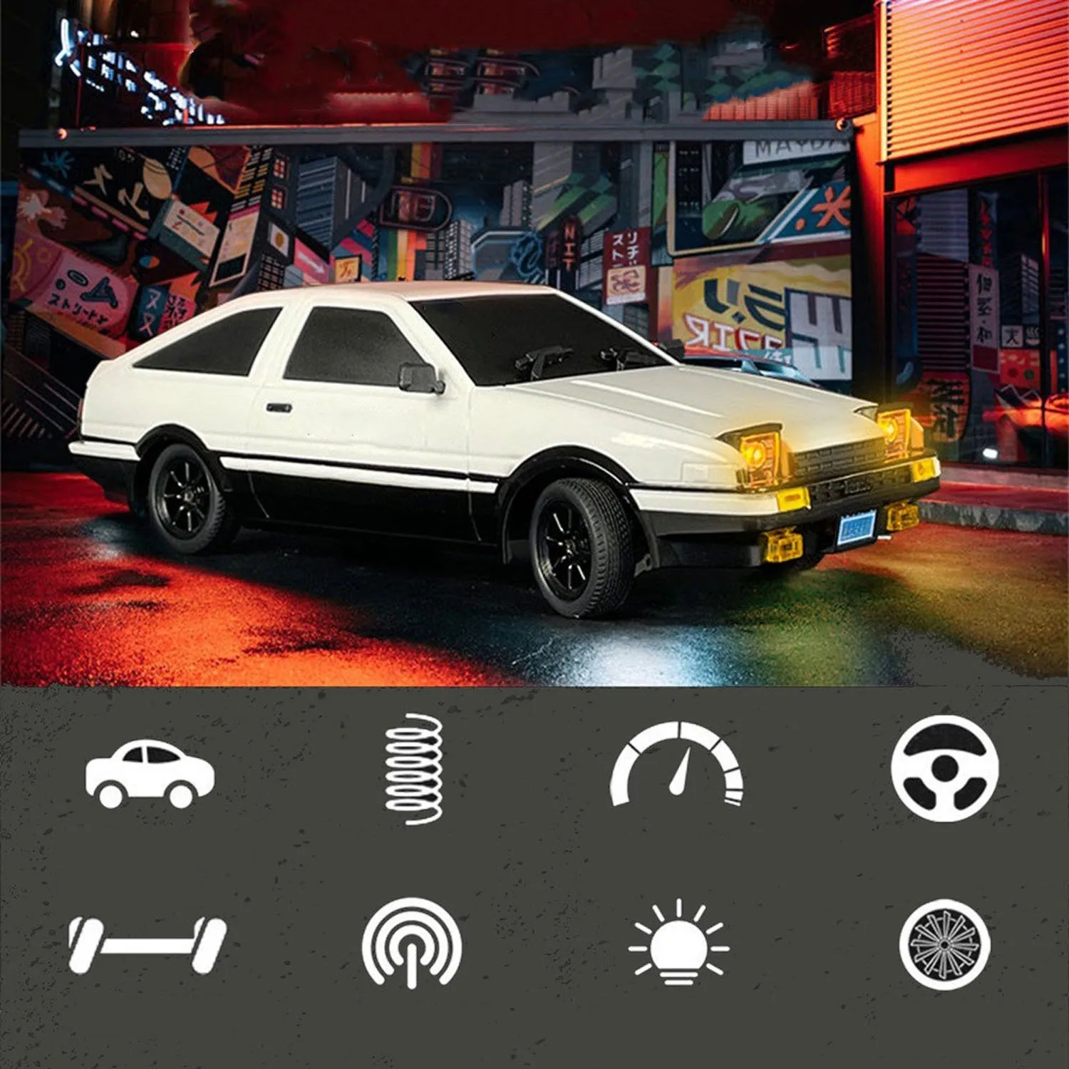 Mini Toys 1/18 Scale RC Drifting Racing Car RWD LDRC LD1801 AE86 Wireless Control Vehicle Model with Gyroscope Light System 3