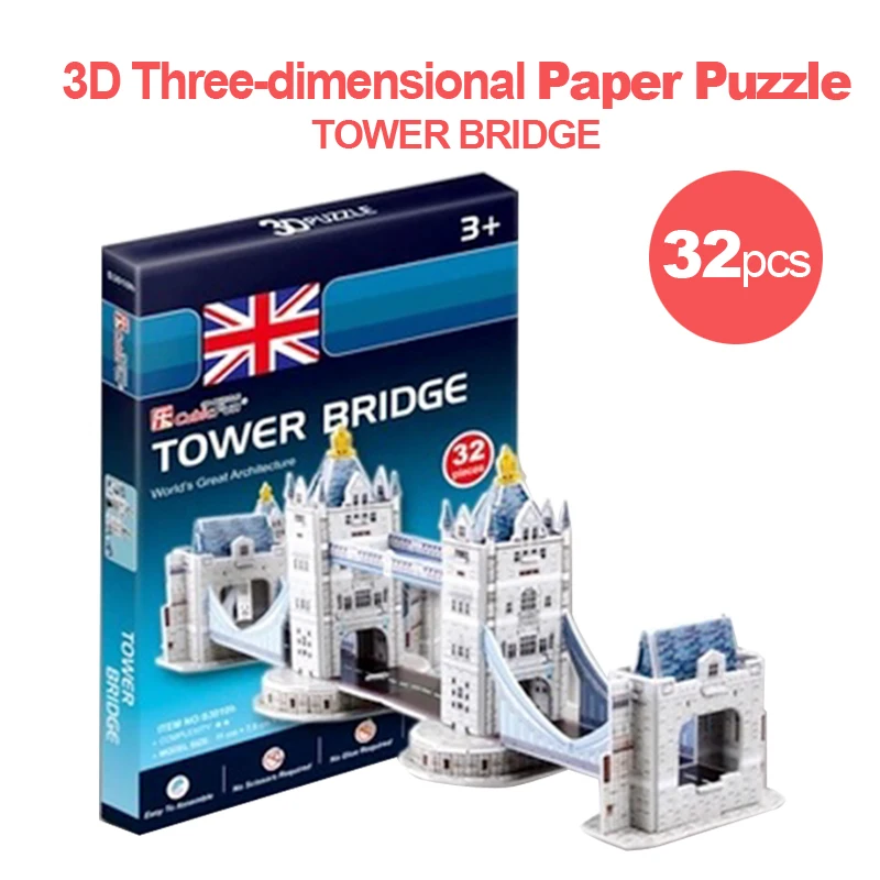 Puzzle 3D London Tower Bridge Modello Di Carta Regalo Creativo Fai Da Te Giocattoli Educativi Per Bambini Hot Mini World Architectural T7