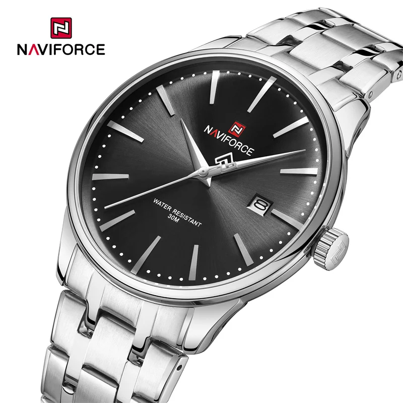 

NAVIFORCE Brand Fashion New Men's Quartz Watch Stainless Steel Strap Business Luxury Waterproof Wristwatches Relogio Masculino