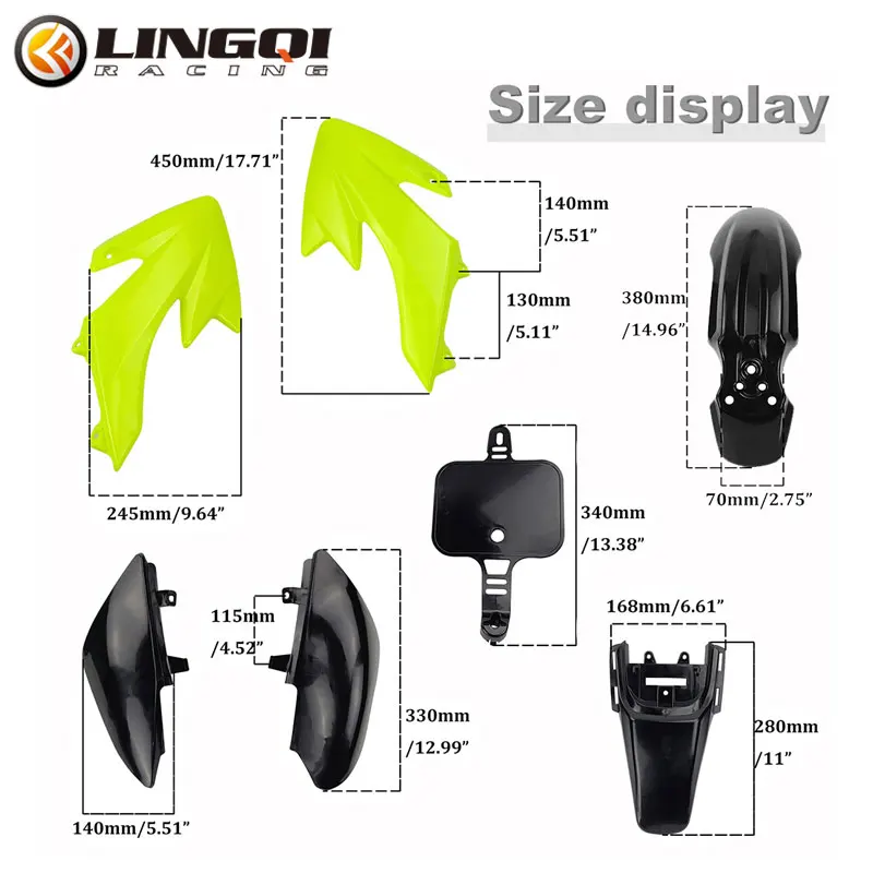 LING QI Motorcycle CRF50 Plastic Kits Fairing Cover Rear Side Fender Splash-Proof Mudguard For CRF 50 Pit Dirt Bike Parts