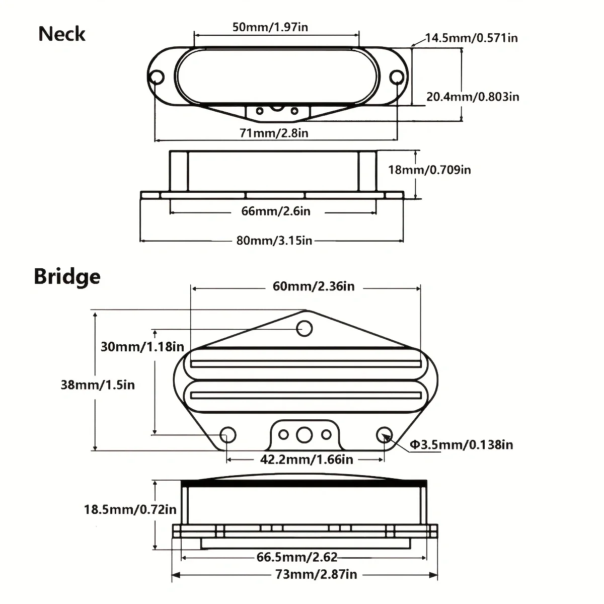 thumbnail image 2 of Alnico 5 Vintage Dual Rail Tele Style Guitar Pickup Twin Hot 2 of 11
