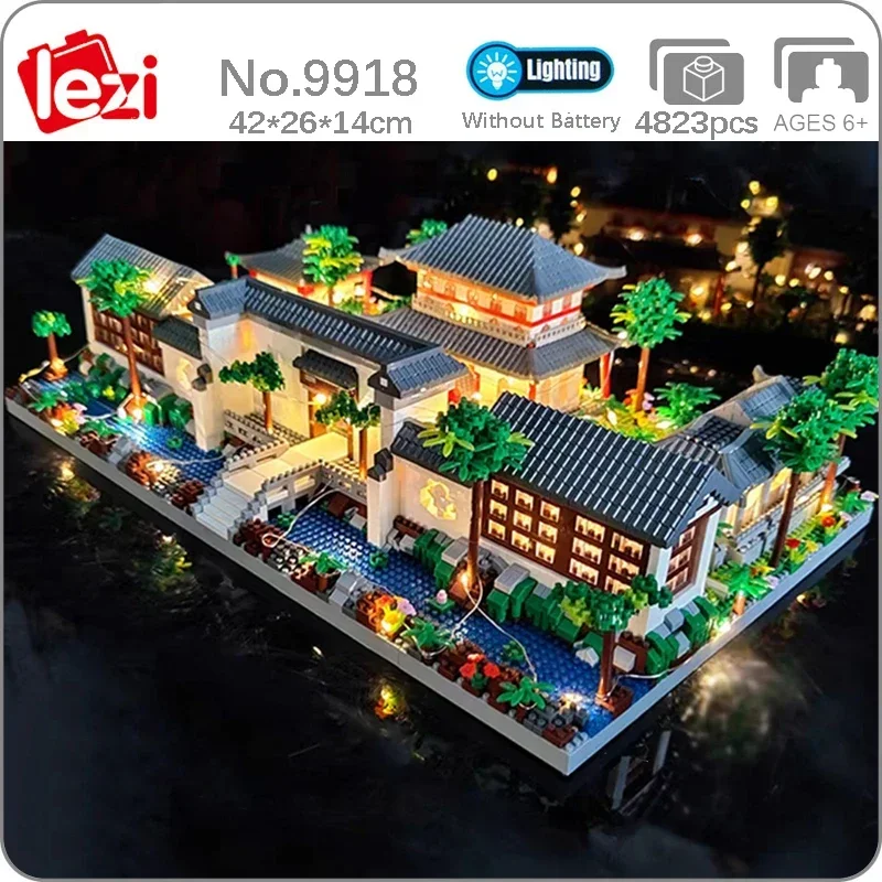 

Lezi 9918 World Architecture Pavilion Temple House Tree Garden Gate LED Light DIY Mini Diamond Blocks Bricks Building Toy No Box