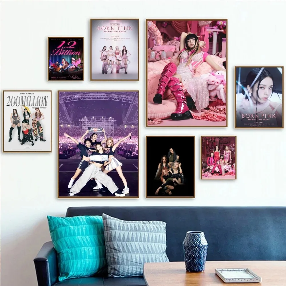 1pc Kpop-Blackpink Poster Stickers Art Wall Murals Decor Game Room Decor Gifts Kawaii HD Painting Cat Cars anime stickers anime poster