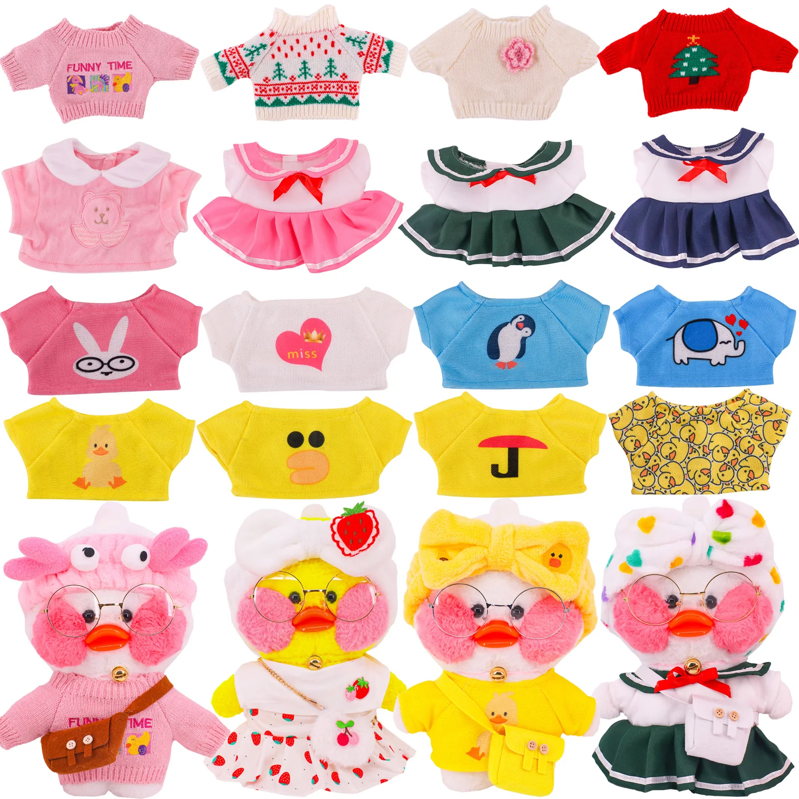 30cm Duck Plush Cafe Lalafafan Clothes Original Design Duck Sweater&Student Clothes Dress For 20-30cm Plush Animal Doll Toys
