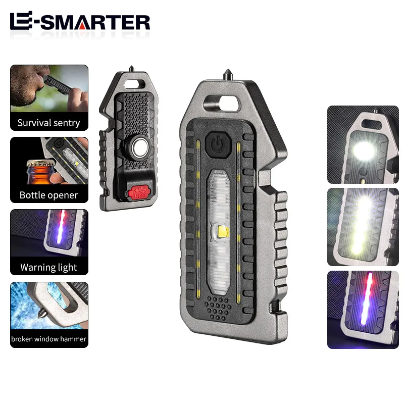 Mini LED Keychain Flashlight with Self-Defense Whistle - Multifunctional & Portable, Rechargeable