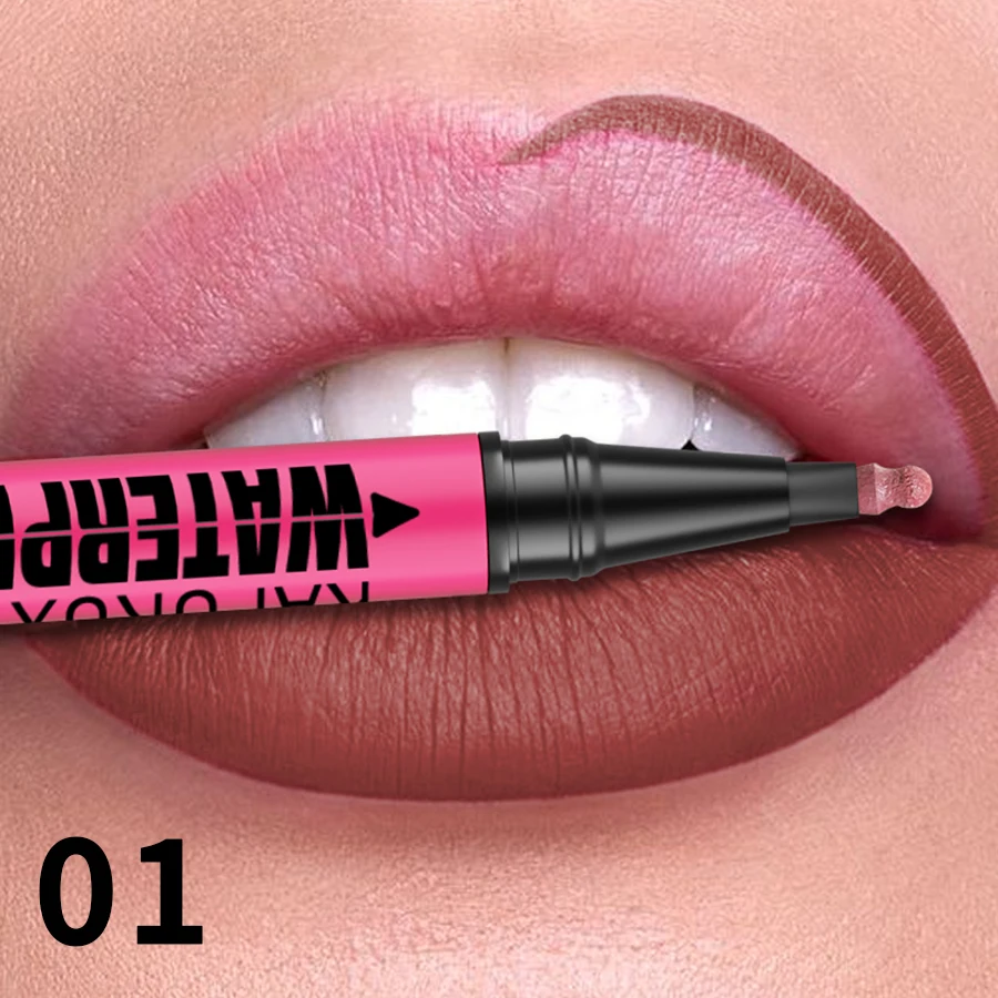 Lipliner, wasserdicht, schweißfest, matt, mehrfarbig korrigierender flüssiger Lippenstiftstift, sexy rotbraunes Lippen-Make-up für Frauen, Geschenke – Detail 7