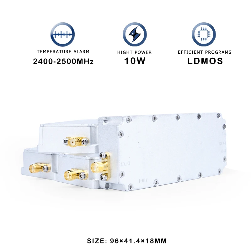 

10W 2400-2500MHz 2.4G LDMOS Anti UAV Drone Module FPV Jamming Device System RF PA Signal Power Amplifier Blocking C-UAS Solution