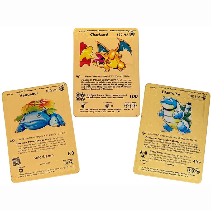 

8.8*6.3cm Charizard Blastoise Venusaur 1st Edition Base Set Pokemon Cards Collection Anime Cards Toys for Children Gift
