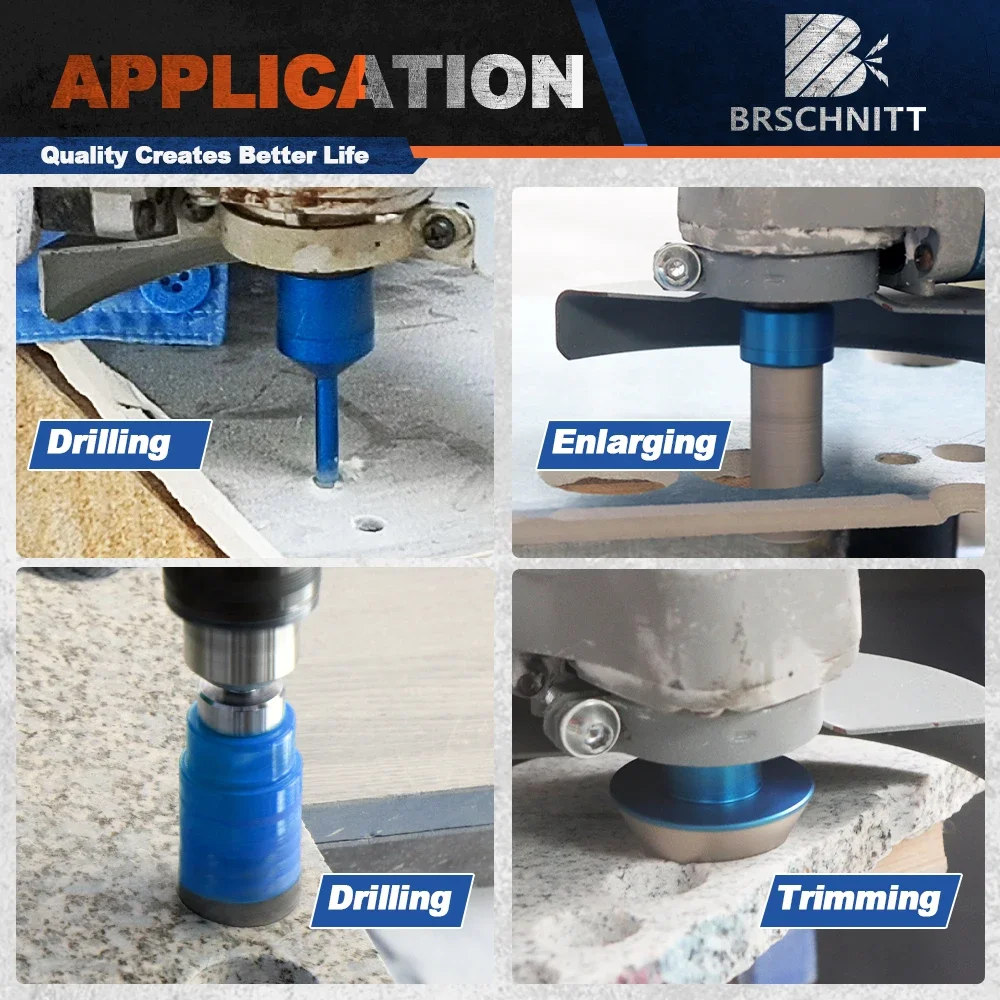 KURSTOL Tile Hole Saw Kit - 9pcs Diamond Core Drill Bits 6/6/8/20/25/35/50/65/100mm 4/5" Milling