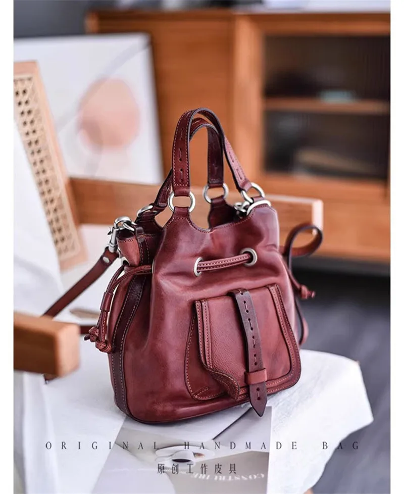 PNDME Vintage Nischendesign handgemachte echtes Leder Damenhandtasche Outdoor täglich Pendeln Luxus Rindsleder Damen Umhängetasche – Detail 13