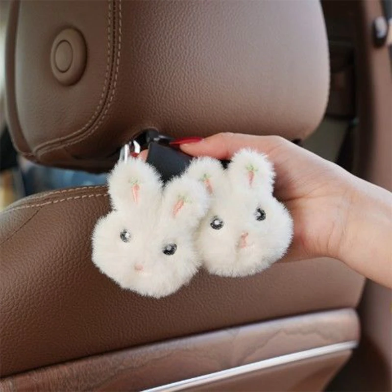 2Pcs/Set Cartoon Bear Car Hook Storage Rabbit Car Seat Back Hooks Vehicle Headrest Organizer Hanging Holder Hook Car Decoration