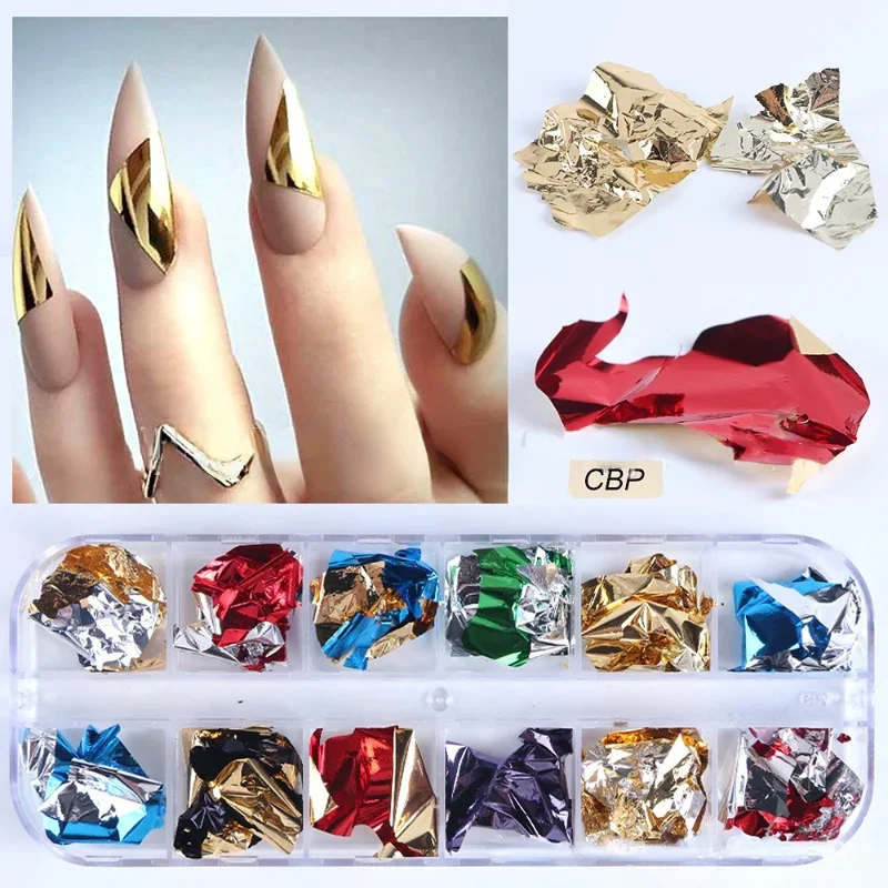 1 Box Imitation Gold Sliver Copper Foil Sequins Glitters Craft Leaf Flake Sheets Bulk Foil Paper for Gilding DIY Nail Art Decor 4