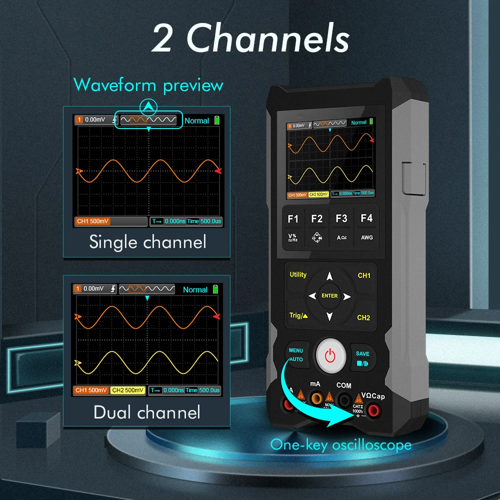 3in1 Handheld Oscilloscope Multimeter Signal Source 80Mhz Bandwidth