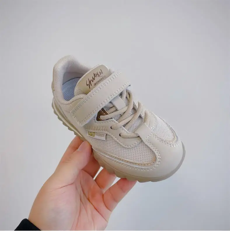 2023 Spring New Children's Shoes Boys' Light Breathable Casual Sports Running Shoes Fashion Girls' Sports Shoes Black Khaki Pink