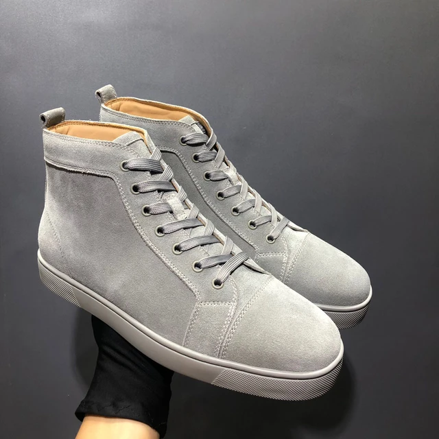 Christian Louboutin Grey Suede High Top Flats Men Sneakers  Christian  louboutin, Trendy mens shoes, Christian louboutin men