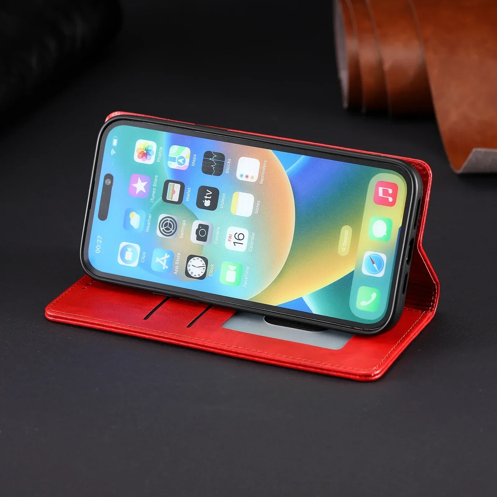 플립 가죽 지갑 케이스, 아이폰 15 14 13 12 11 프로 맥스 미니 XS 맥스 X XR 8 7 6 6s 플러스 SE 카드홀더 보호 커버