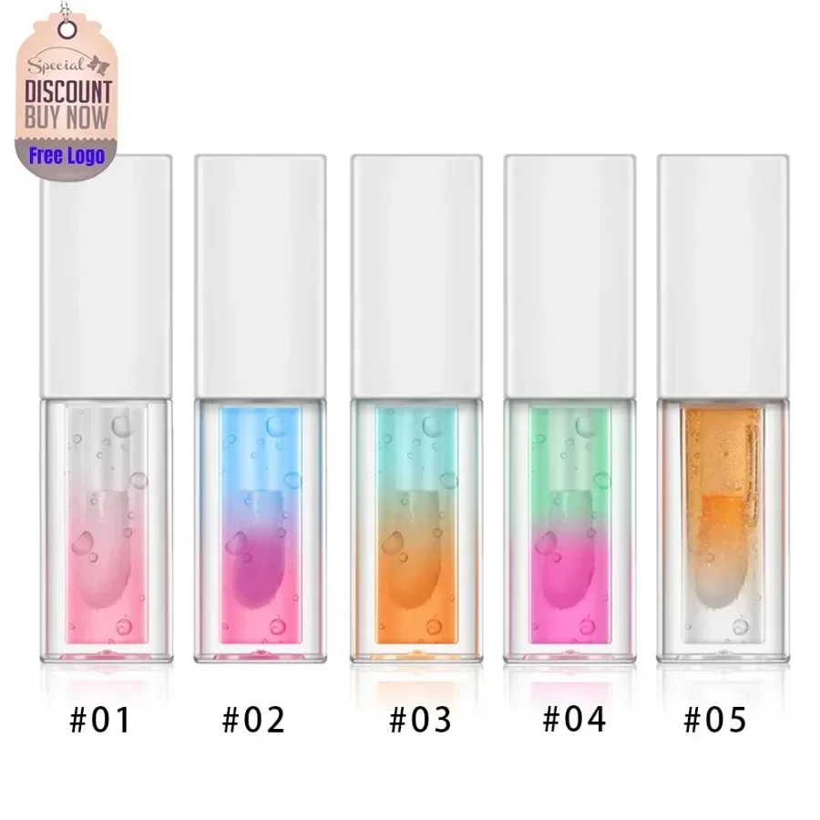 

5ml Vegan Lip Plumping Oil Private Label Lipgloss Newly Upgraded Two-color Fruit Lip Gloss Makeup Custom Logo Wholesale