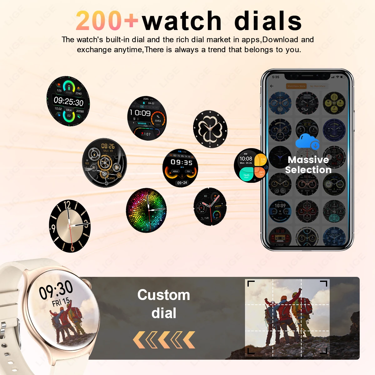 LIGE AMOLED 스크린 스마트 워치 2024 블루투스 통화 워치, 여성용 건강 모니터, 스포츠 피트니스 스마트워치, 1.43 인치, 신제품
