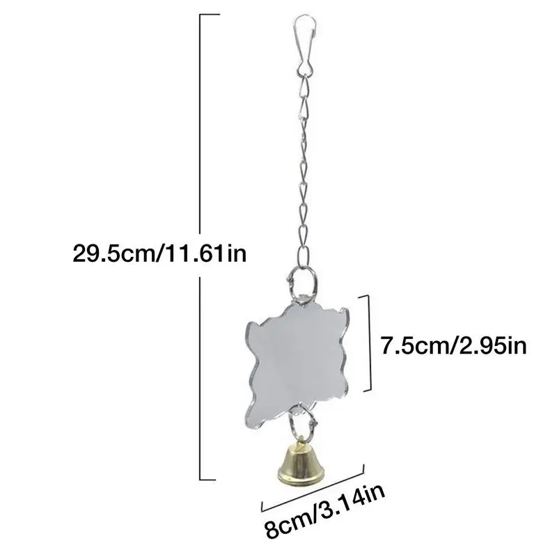 Parrot Toy Bird Toy Bird Cage Accessories Bird Mirror With Bell Durable Interactive Puzzle Parrot Toy Bird Cage Mirror Safe And Durable Cage Stand Decoration Pet