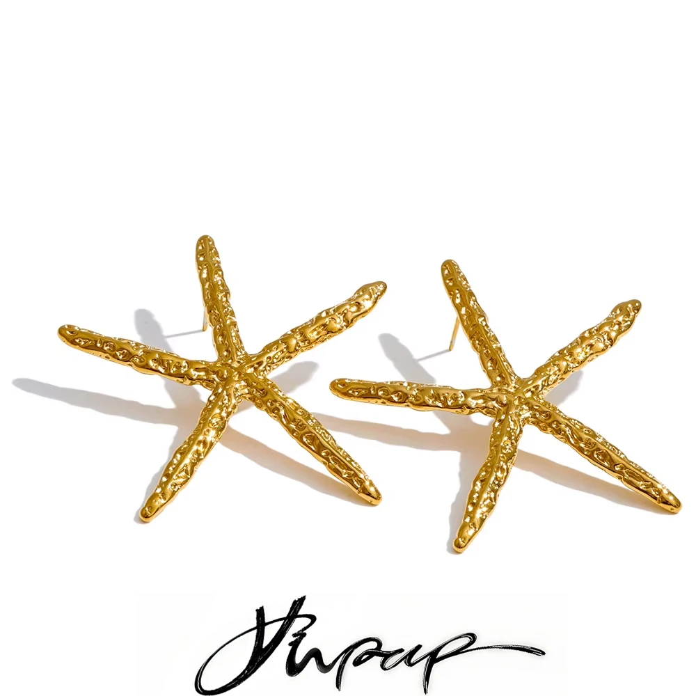 Yhpup Stainless Steel Starfish Stud Earrings for Women