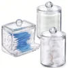 3pcs Clear Plastic Swab Dispenser and Qtip Holder for Bathroom - Storage Canister for Bath Salts, Rounds and More 2