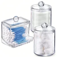 3pcs Clear Plastic Swab Dispenser and Qtip Holder for Bathroom - Storage Canister for Bath Salts, Rounds and More 2