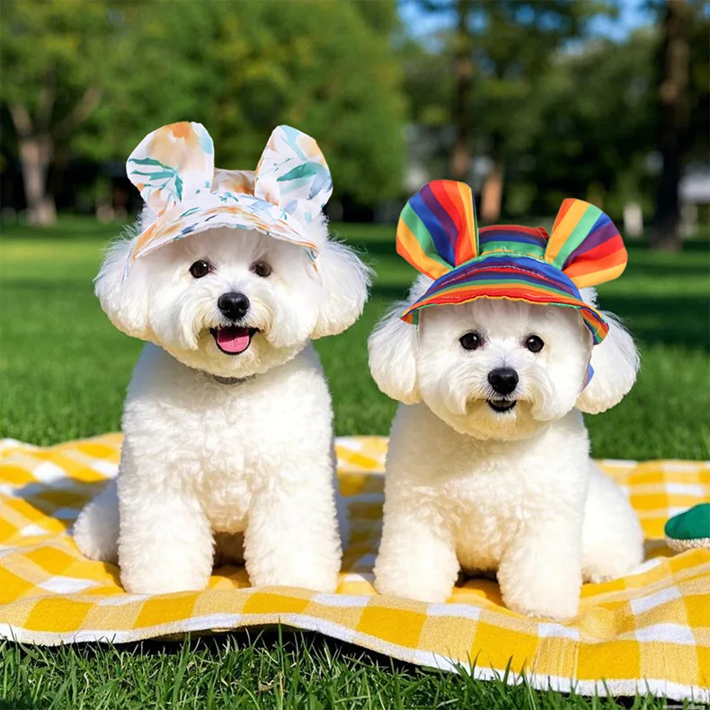 Gorro de protección solar para perros con orejeras. Lindo y colorido ajustable