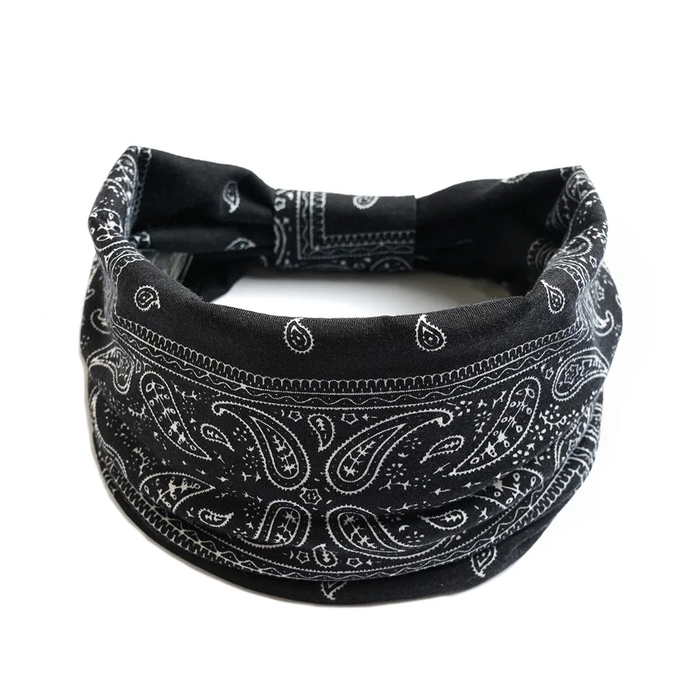 Summer Bohemian Bandanas Elastic Hair Bands Yoga Exercise Cotton Headband Women Headwear Print Vintage Cross Unisex Scrunchies