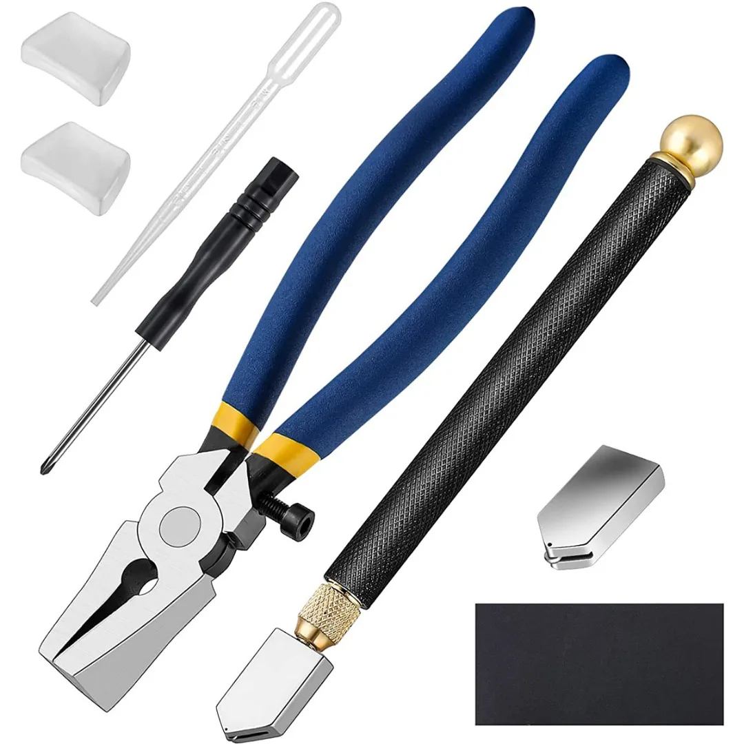 Multifunctional Glass Cutter Kit Stained Glass Glass Cutter Supply Running  Pliers Glass Diamond Knife Flat Cutting Tool