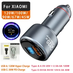 High - Speed 120W Turbo Car Charger with USB Compatibility - 1 Usb A and 1 Usb C (Only car charger)
