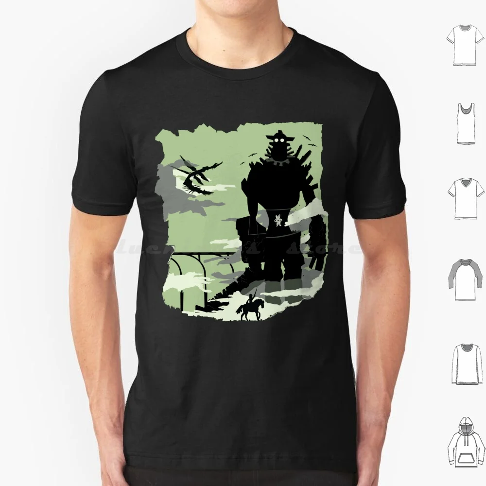 Silhouette Del Colossus T Shirt 6Xl Cotton Cool Tee Silhouette Of The Colossus Shadow Of The Colossus Retro Gaming Geek