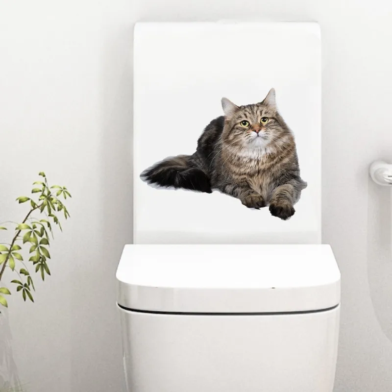 Tri koshki RC090 Animal Cute Siberian Cat Wall Sticker Waterproof Decal Home Decoration Kids Room Toile Children Desk