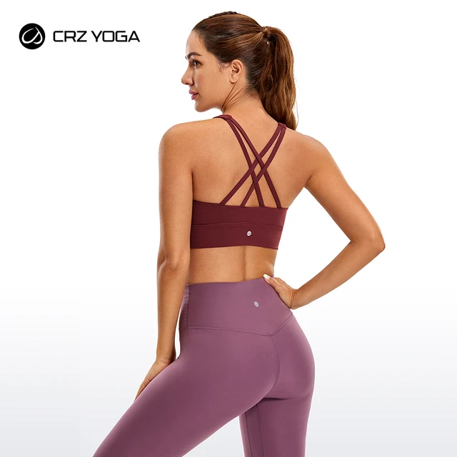 CRZ YOGA Women's High Neck Longline Sports Bra Racerback Crop Top Yoga Tank  Top