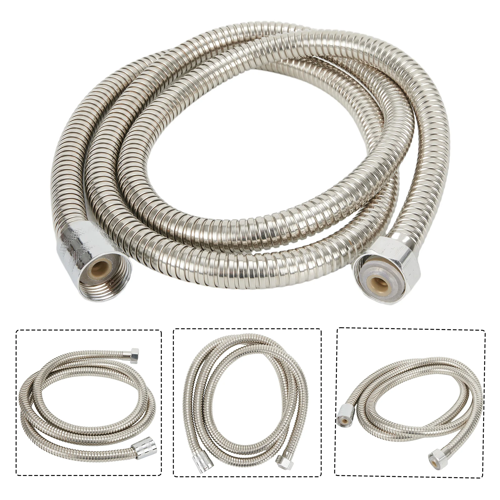 

1.5M Hose Rust-resistant Leak-proof Household Sprinkler Inlet Pipe Stainless Steel Shower Hose Encrypted Explosion-proof Pipes