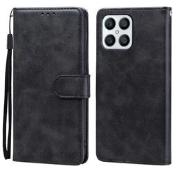 Luxury Leather Flip Cover Wallet Case - Stand Function & Multi - Card Slots - Honor X8 4G 2022 (Black)
