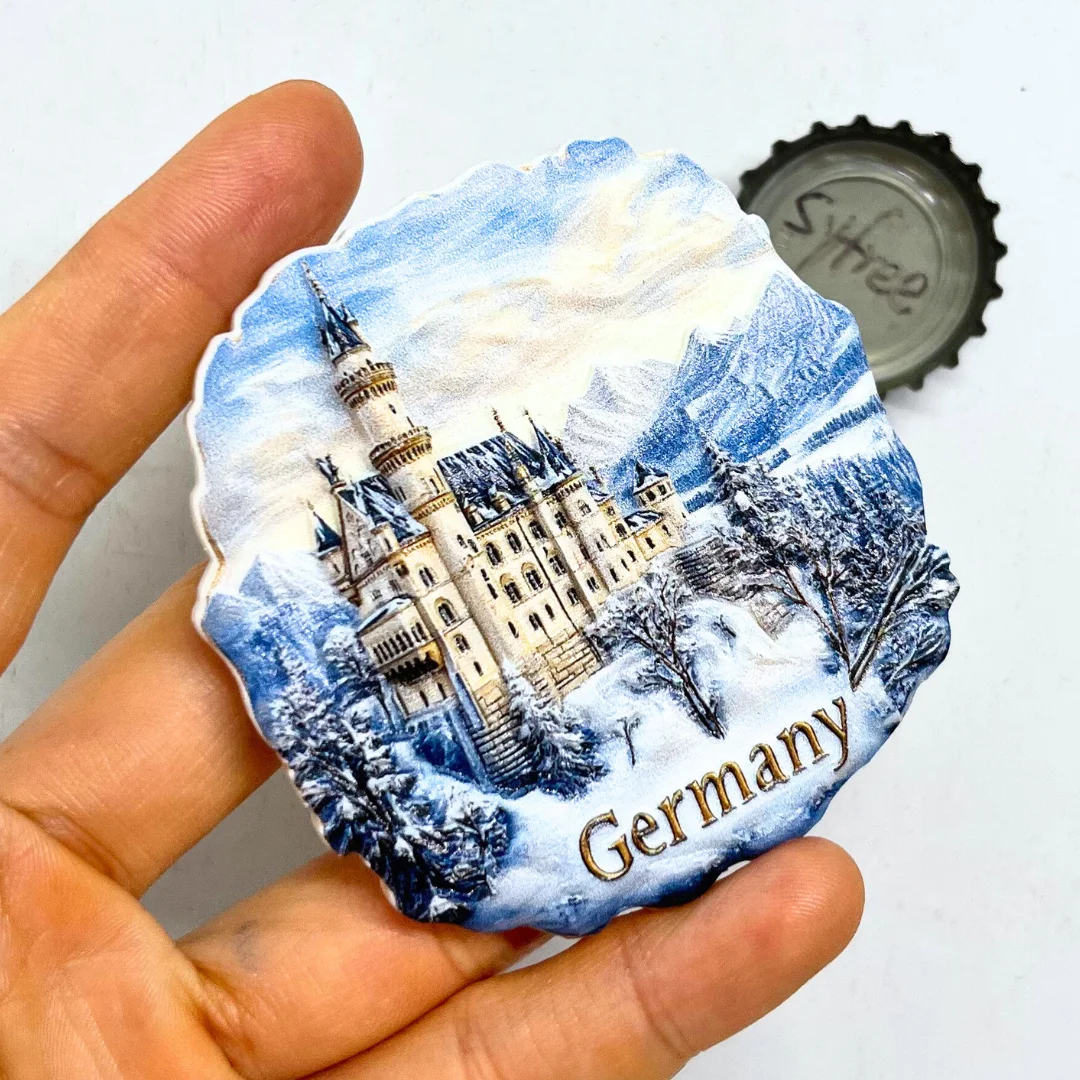 Magnete Frigorifero 3D A Forma Di Cuore - Castello Di Neuschwanstein, Baviera - Souvenir Di Viaggio In Resina - copertina