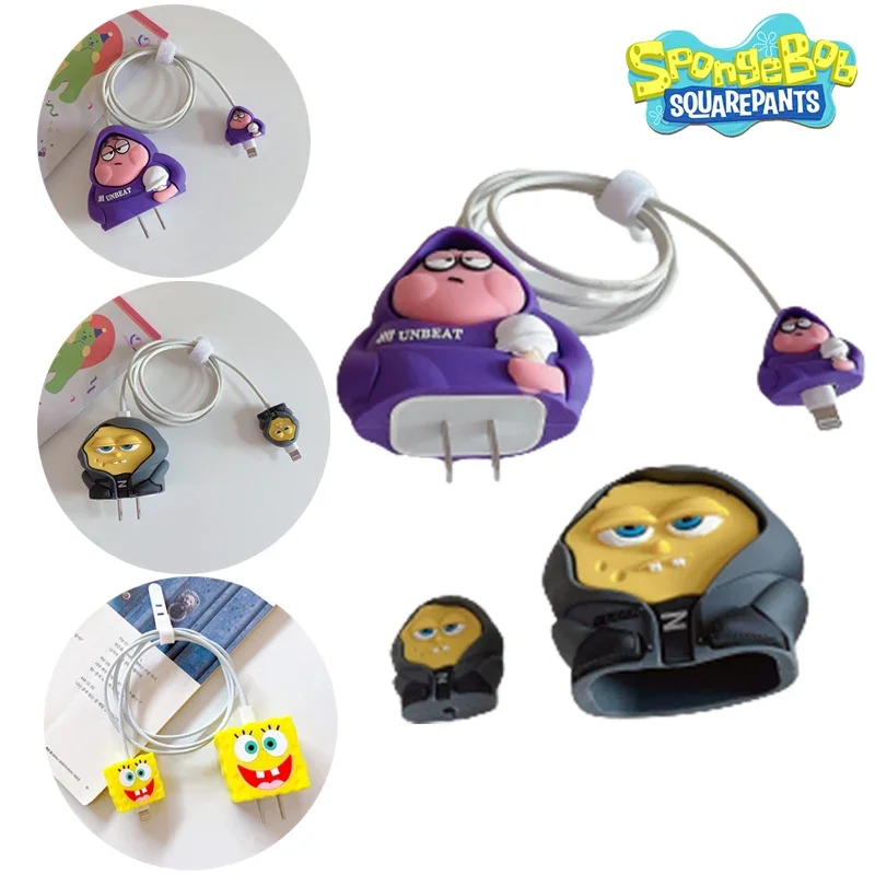 SpongeBob Cable Protector for IPhone 18W/20W Data Line Protector Bobbin Winder Protective Case Mobile Phone Accessories Gifts